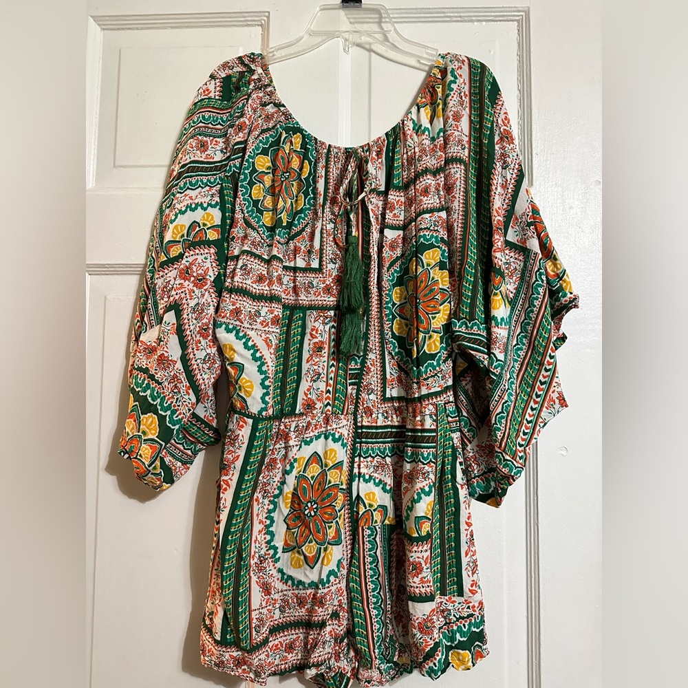 Tropical boutique romper with pockets